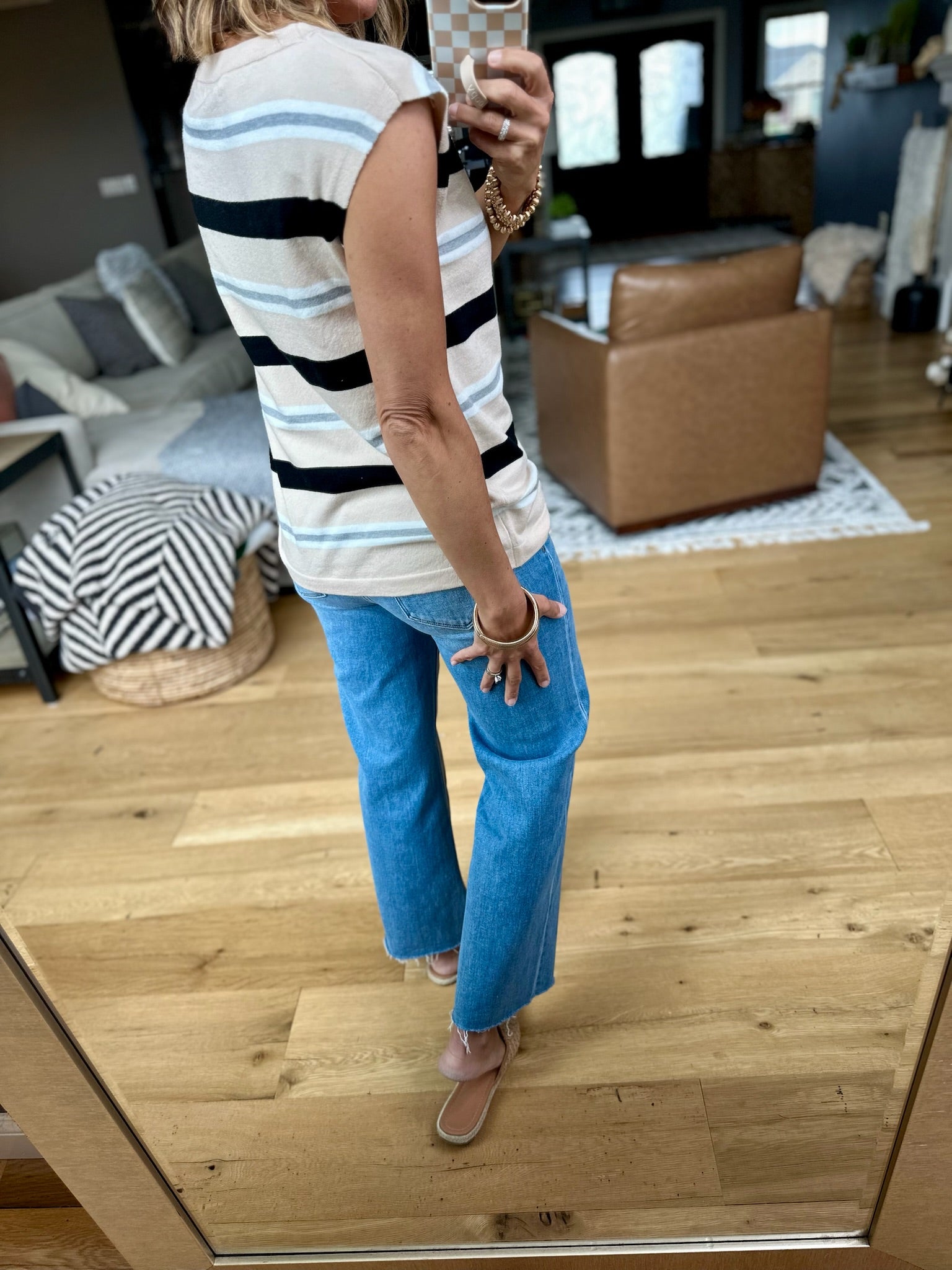 On And On Striped Top - Taupe-Staccato-Anna Kaytes Boutique, Women's Fashion Boutique in Grinnell, Iowa