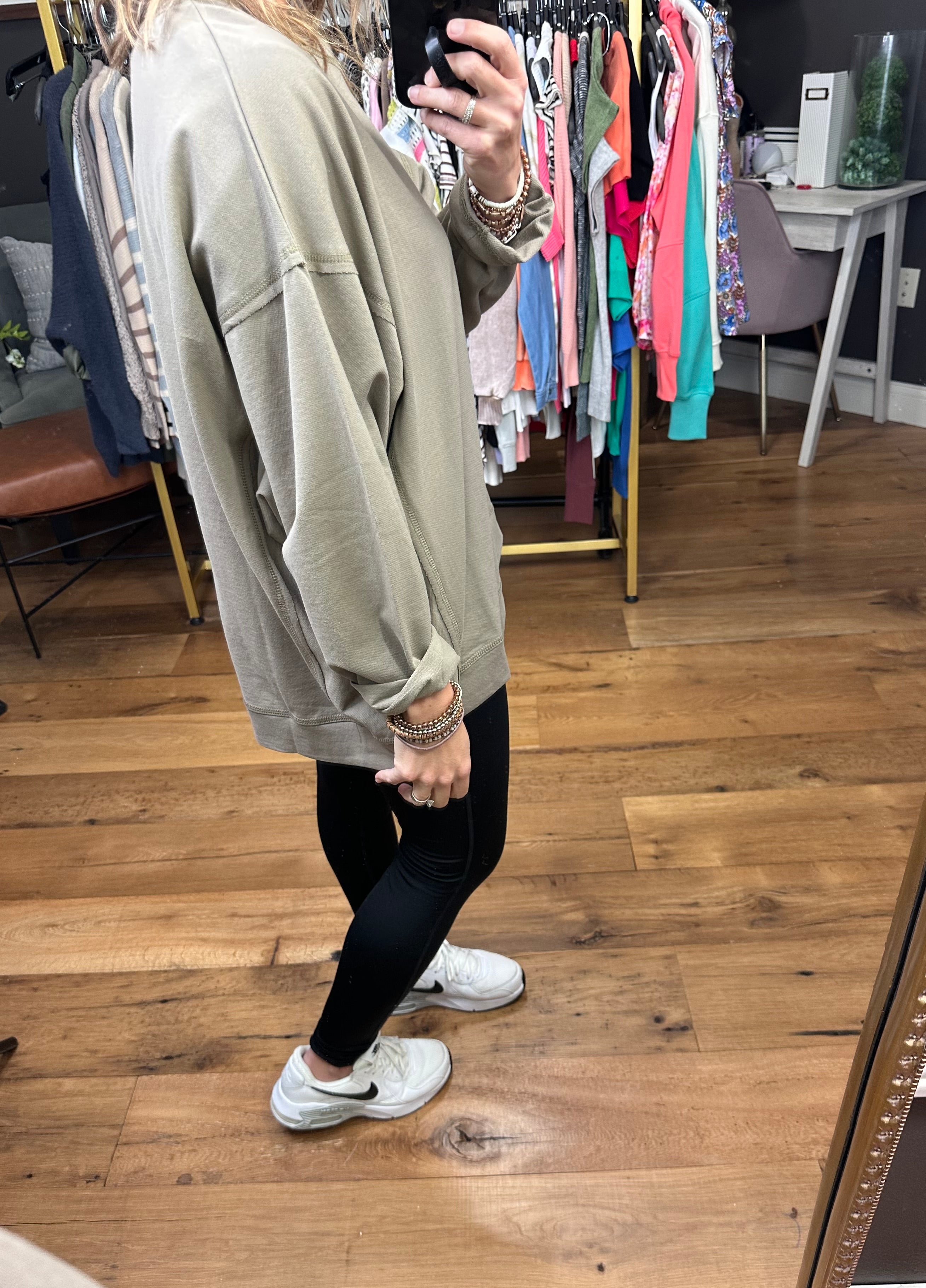 Lived In Oversized Crew Sweatshirt - Dusty Olive