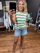 On the Edge Striped Knit Top - Green-Short Sleeves-La Miel-Anna Kaytes Boutique, Women's Fashion Boutique in Grinnell, Iowa