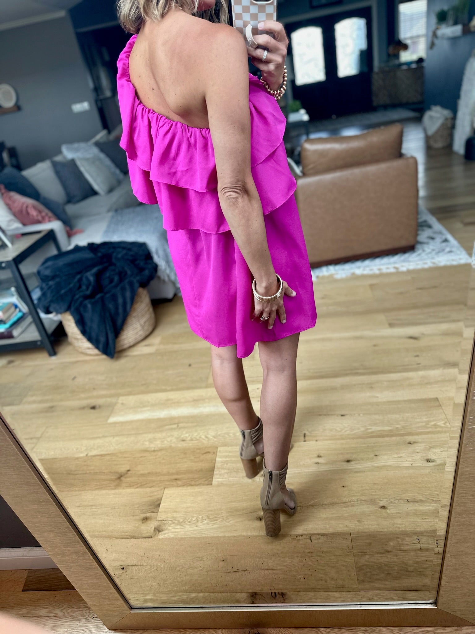 Change Your Mind One-Shoulder Dress - Magenta-Glam-Anna Kaytes Boutique, Women's Fashion Boutique in Grinnell, Iowa