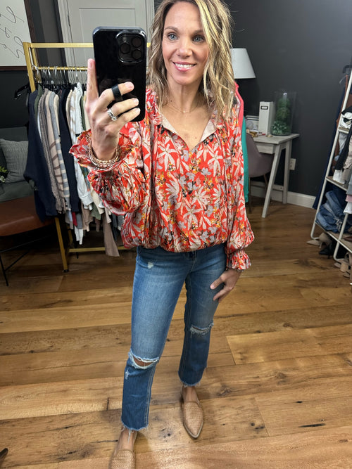 Trust Your Feeling Floral Top - Rust-Entro-Anna Kaytes Boutique, Women's Fashion Boutique in Grinnell, Iowa