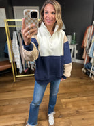 On The Move Oversized Henley Pullover - Coffee/Navy-Aemi & Co-Anna Kaytes Boutique, Women's Fashion Boutique in Grinnell, Iowa