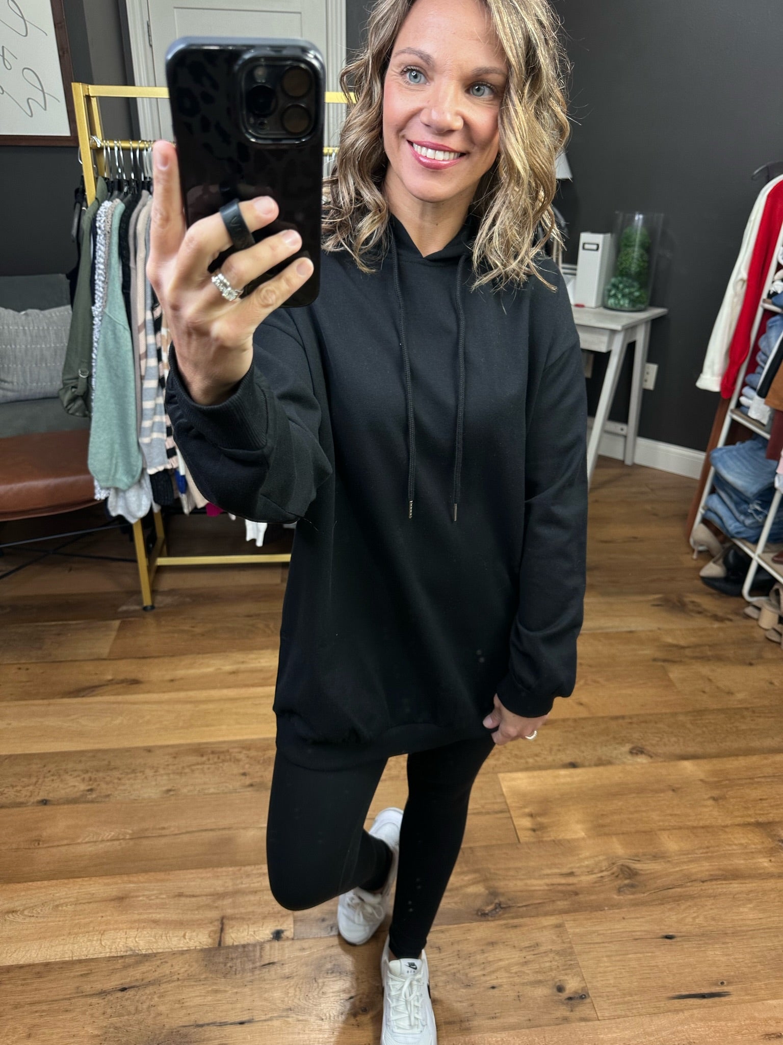 The Chelsea Lightweight Hoodie - Black-Hoodies-Active Basics T12443-Anna Kaytes Boutique, Women's Fashion Boutique in Grinnell, Iowa