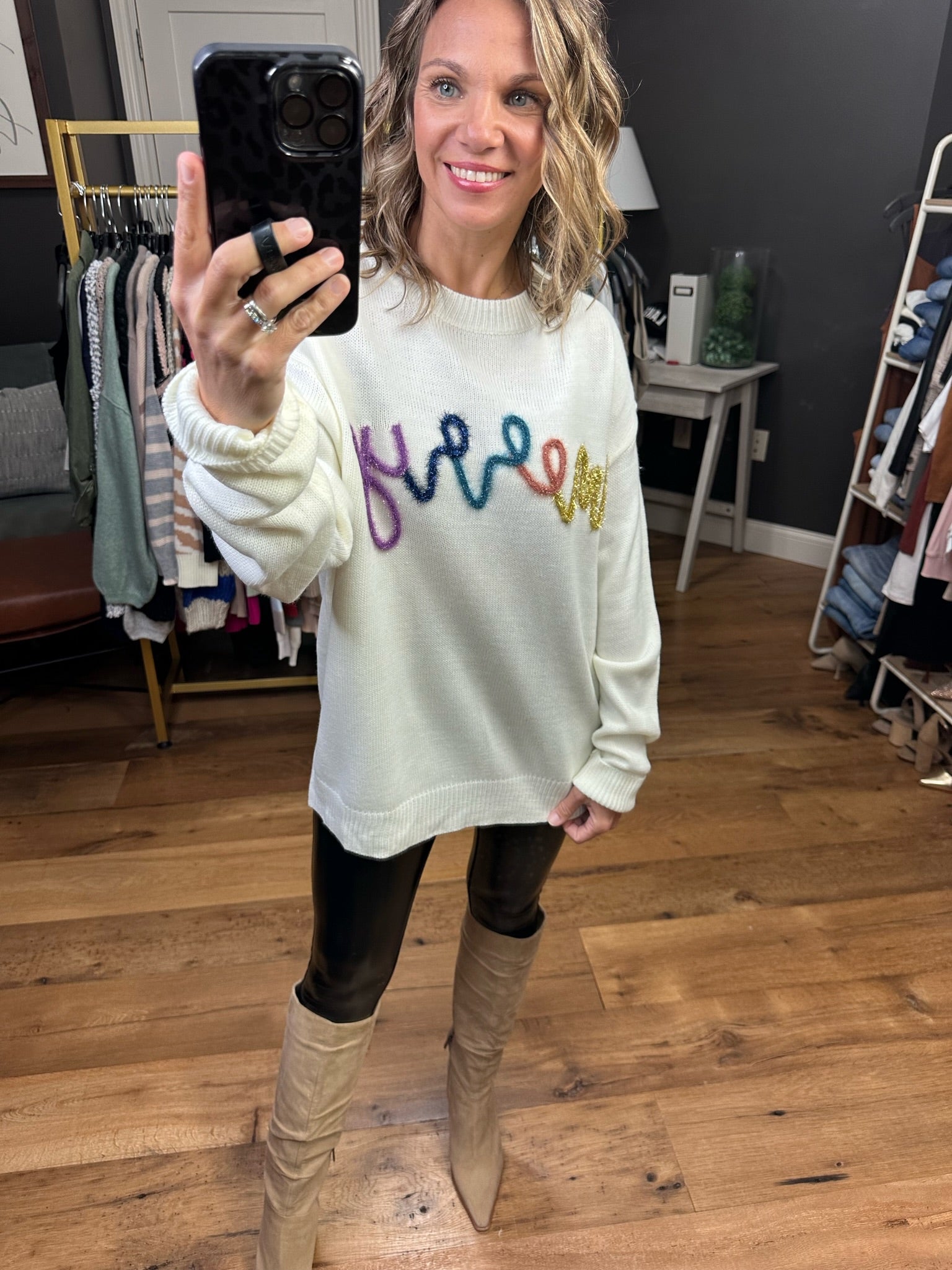 Very Merry Tinsel Script Sweater - Multiple Options