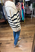 Long Before Striped V-Neck Sweater - Natural/Black-Sweaters-Jodifl H21257-Anna Kaytes Boutique, Women's Fashion Boutique in Grinnell, Iowa