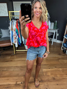 Sweetest Summer V-Neck Floral Top - Red Mix-Short Sleeves-Jodifl-Anna Kaytes Boutique, Women's Fashion Boutique in Grinnell, Iowa