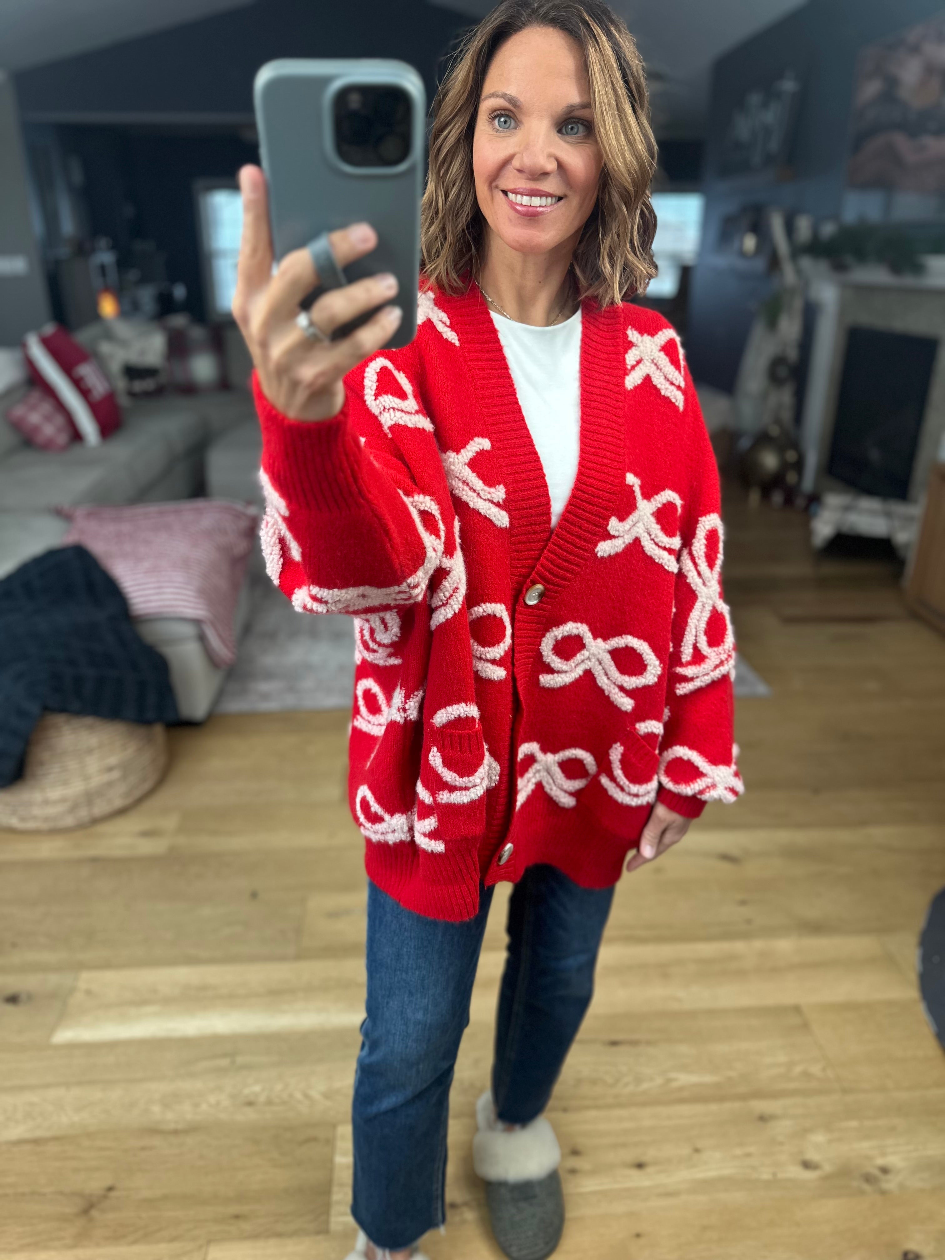 Tied With Love Bow-Detail Cardigan-Sweaters-Bucketlist-Anna Kaytes Boutique, Women's Fashion Boutique in Grinnell, Iowa