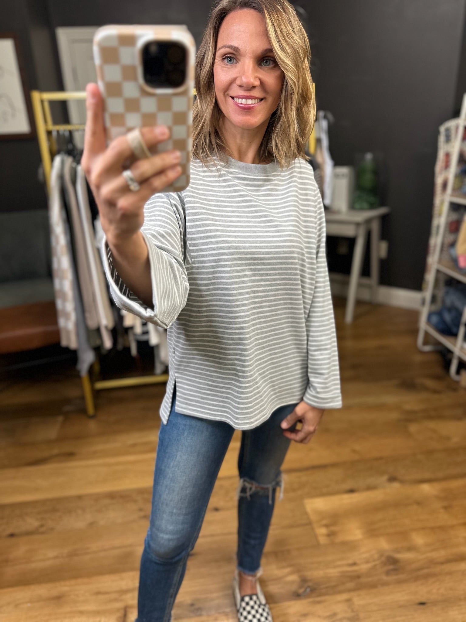 The Kendall Striped Longsleeve Top - Multiple Options-Very J-Anna Kaytes Boutique, Women's Fashion Boutique in Grinnell, Iowa