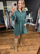 Best Judgement Button-Up Dress - Hunter Green-Jodifl-Anna Kaytes Boutique, Women's Fashion Boutique in Grinnell, Iowa