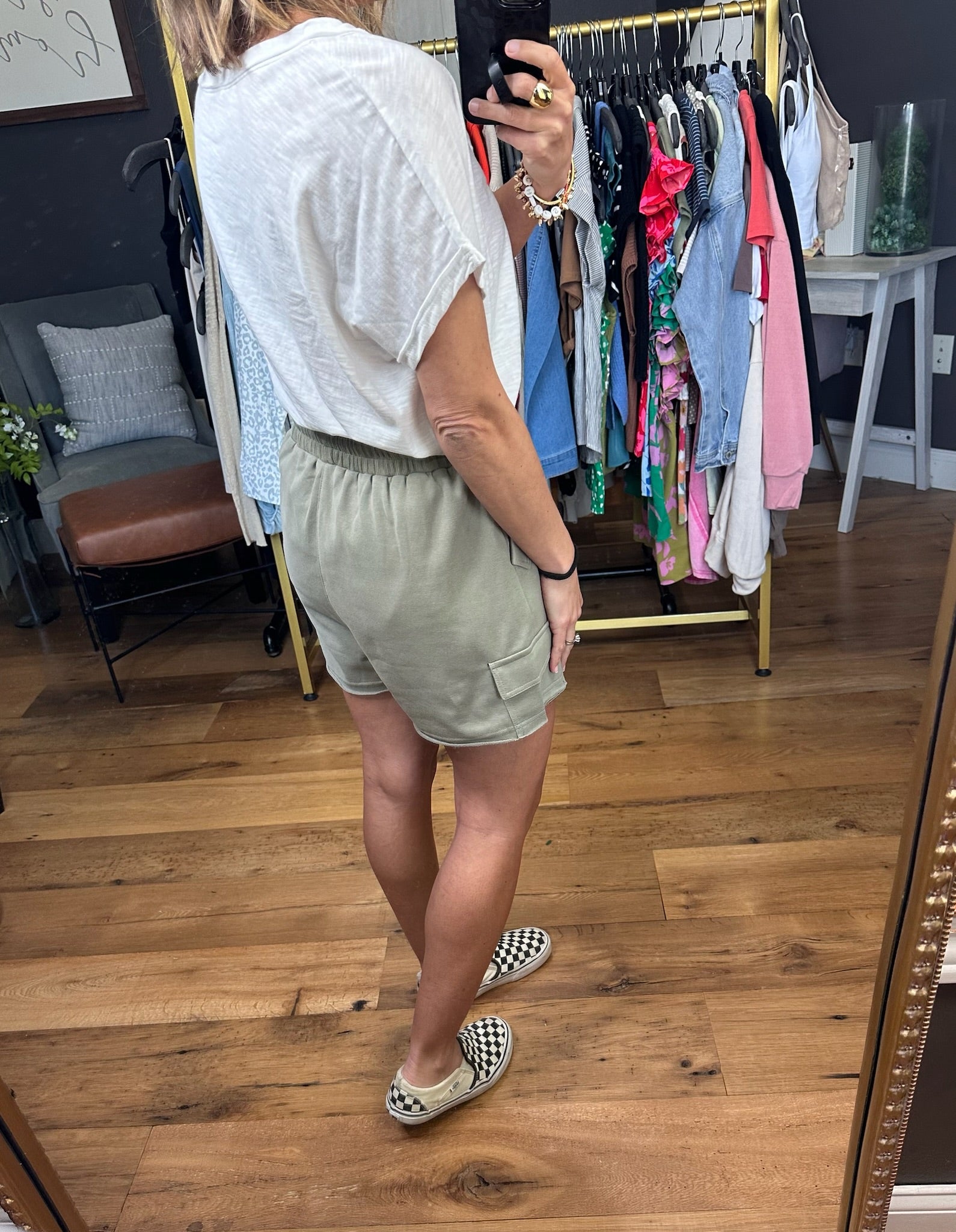 Once In Awhile Pocket Cargo Shorts - Olive-Shorts-Wishlist-Anna Kaytes Boutique, Women's Fashion Boutique in Grinnell, Iowa