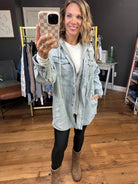 Do It All Denim Hoodie Jacket - Acid Wash-Jackets-Risen RDJ1128-Anna Kaytes Boutique, Women's Fashion Boutique in Grinnell, Iowa