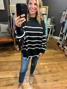 Just The Same Striped Sweater - Black-Sweaters-Vine & Love VT60608-Anna Kaytes Boutique, Women's Fashion Boutique in Grinnell, Iowa