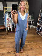 Lines Are Crossed V-Neck Pocket Jumpsuit - Multiple Options-Jumpsuits-Very J New In-Anna Kaytes Boutique, Women's Fashion Boutique in Grinnell, Iowa