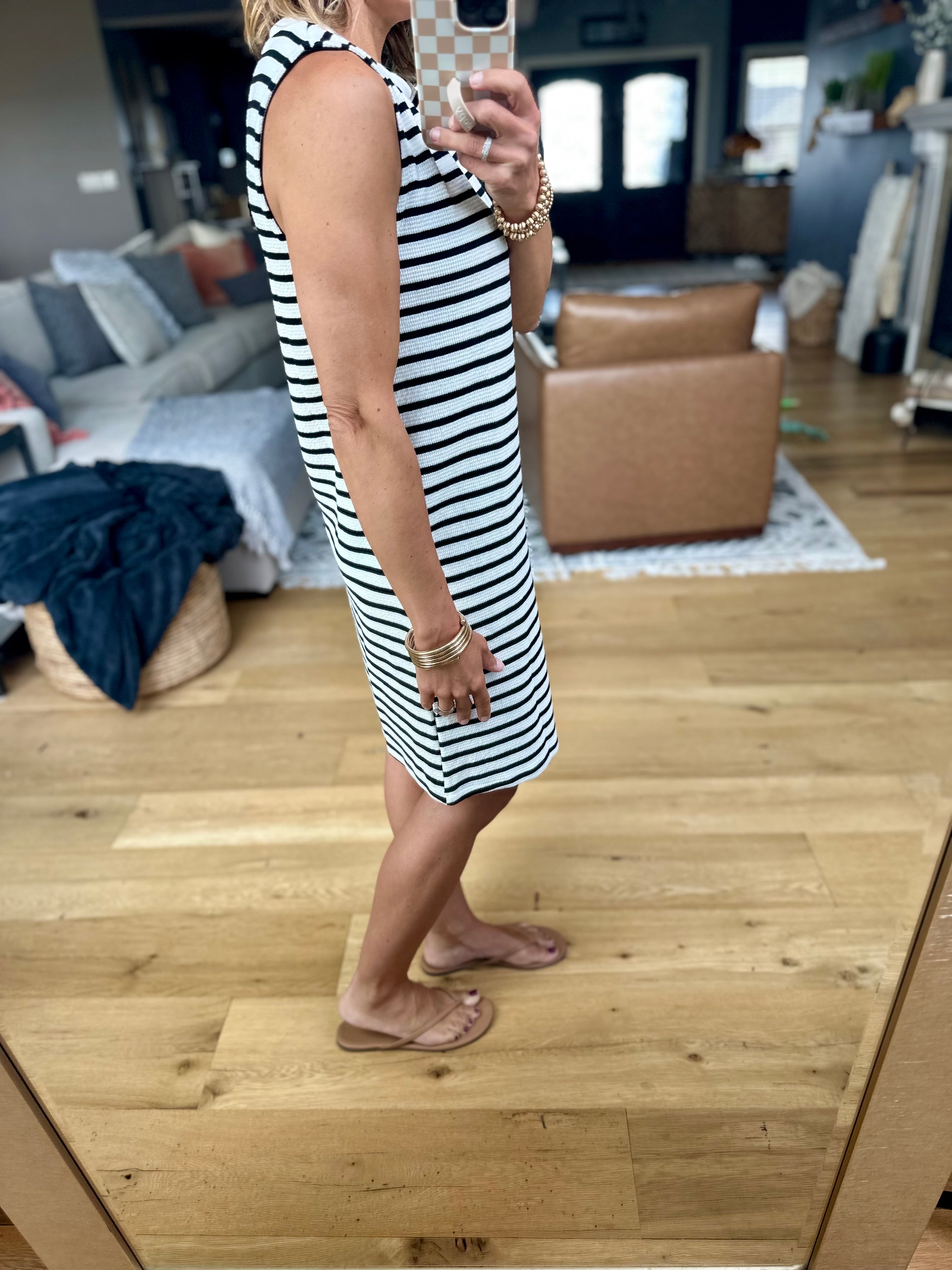 Life To Live Striped Pocket Dress - Ivory/Black-Staccato-Anna Kaytes Boutique, Women's Fashion Boutique in Grinnell, Iowa