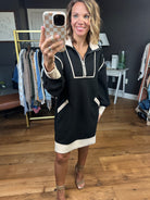 There She Goes Zip Pocket Dress - Black-Entro D24208-Anna Kaytes Boutique, Women's Fashion Boutique in Grinnell, Iowa