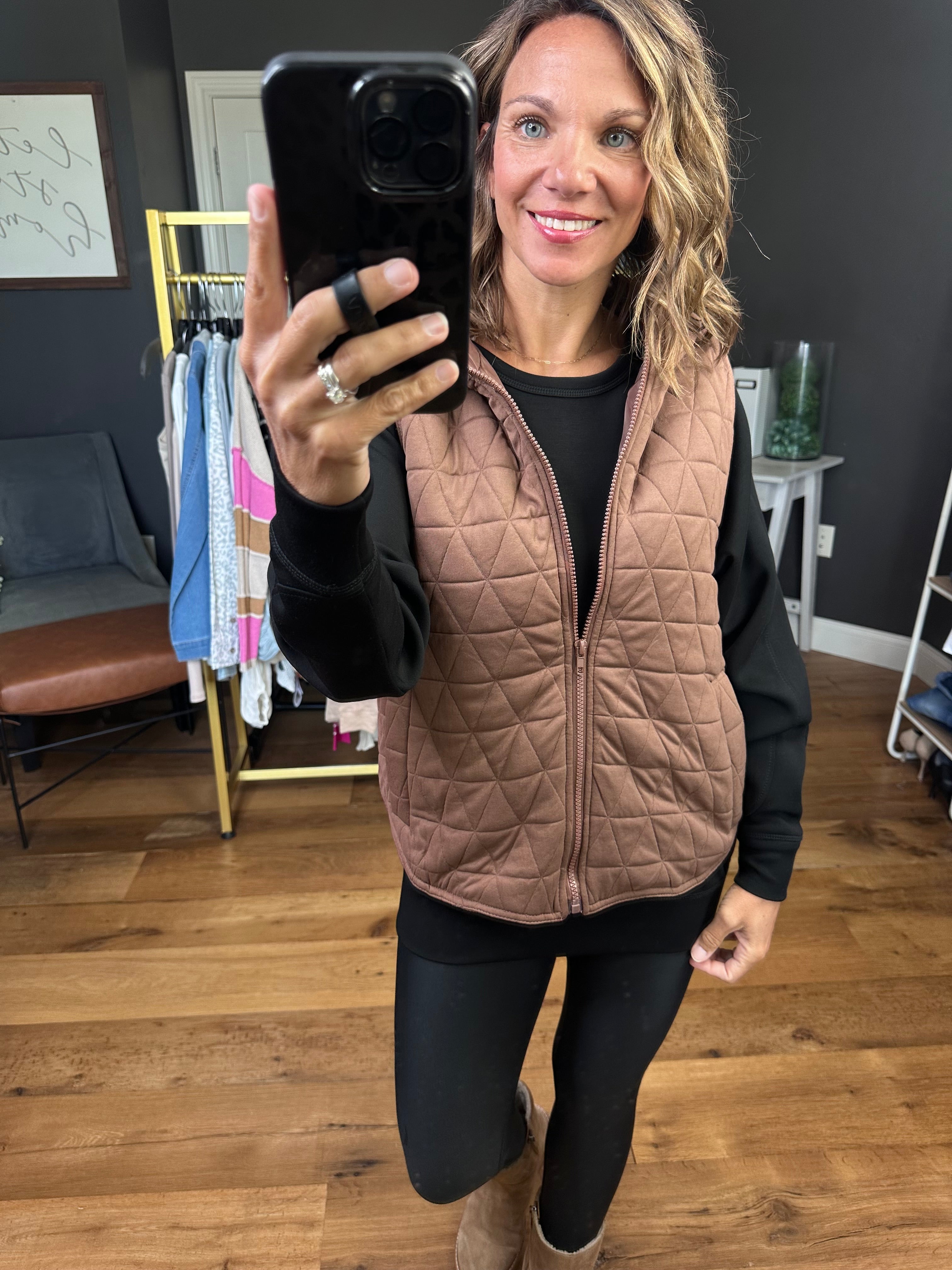 Understanding Fall Quilted Vest - Mocha-Staccato-Anna Kaytes Boutique, Women's Fashion Boutique in Grinnell, Iowa