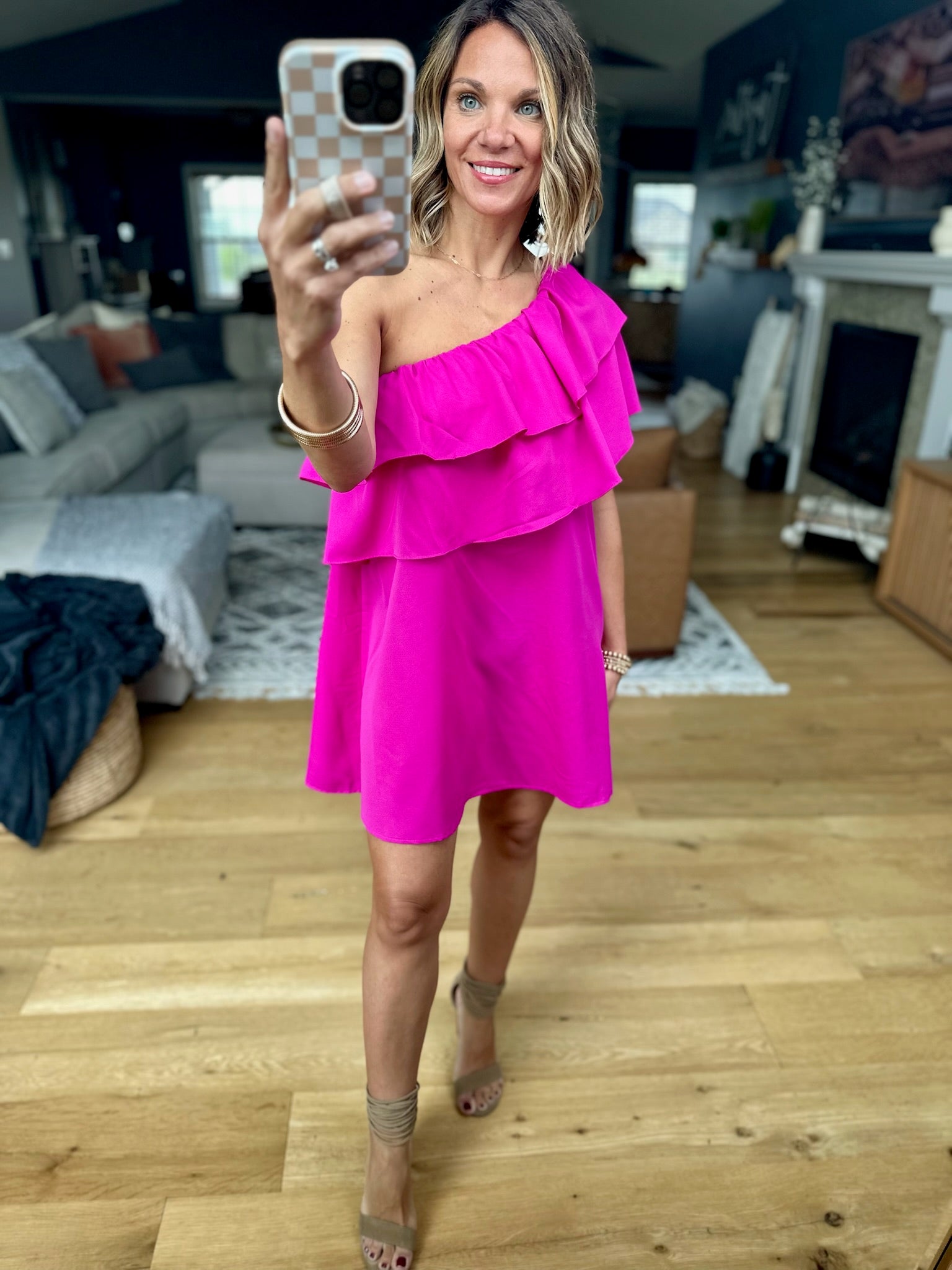 Change Your Mind One-Shoulder Dress - Magenta-Glam-Anna Kaytes Boutique, Women's Fashion Boutique in Grinnell, Iowa