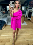 Change Your Mind One-Shoulder Dress - Magenta-Glam-Anna Kaytes Boutique, Women's Fashion Boutique in Grinnell, Iowa