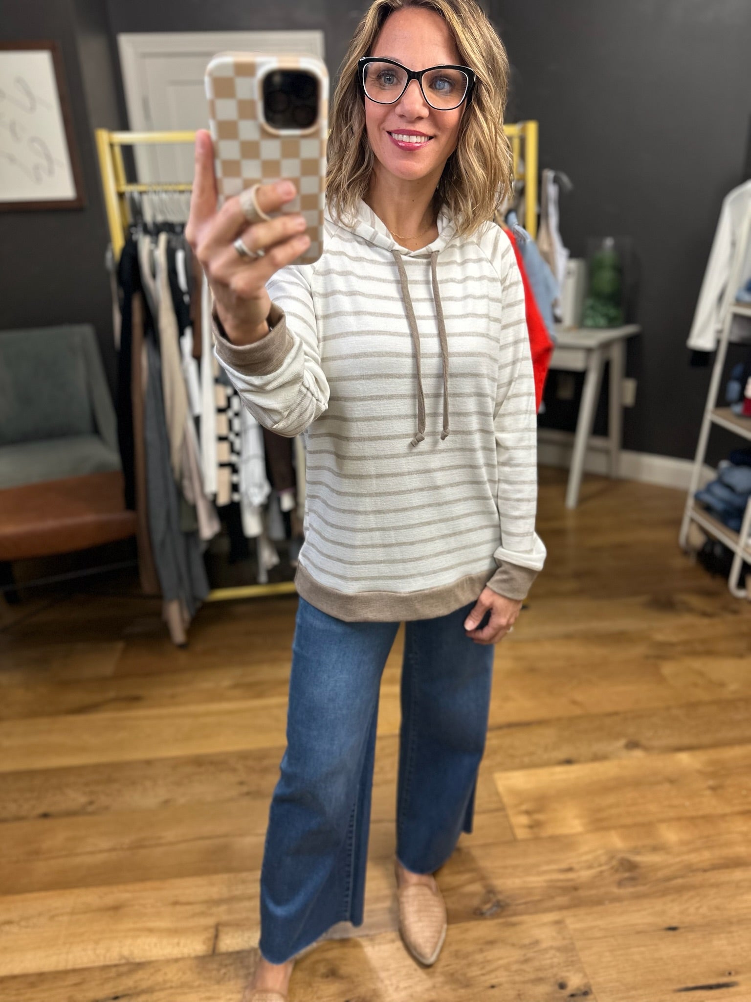 Start It Right Striped Hoodie - Taupe-Staccato-Anna Kaytes Boutique, Women's Fashion Boutique in Grinnell, Iowa