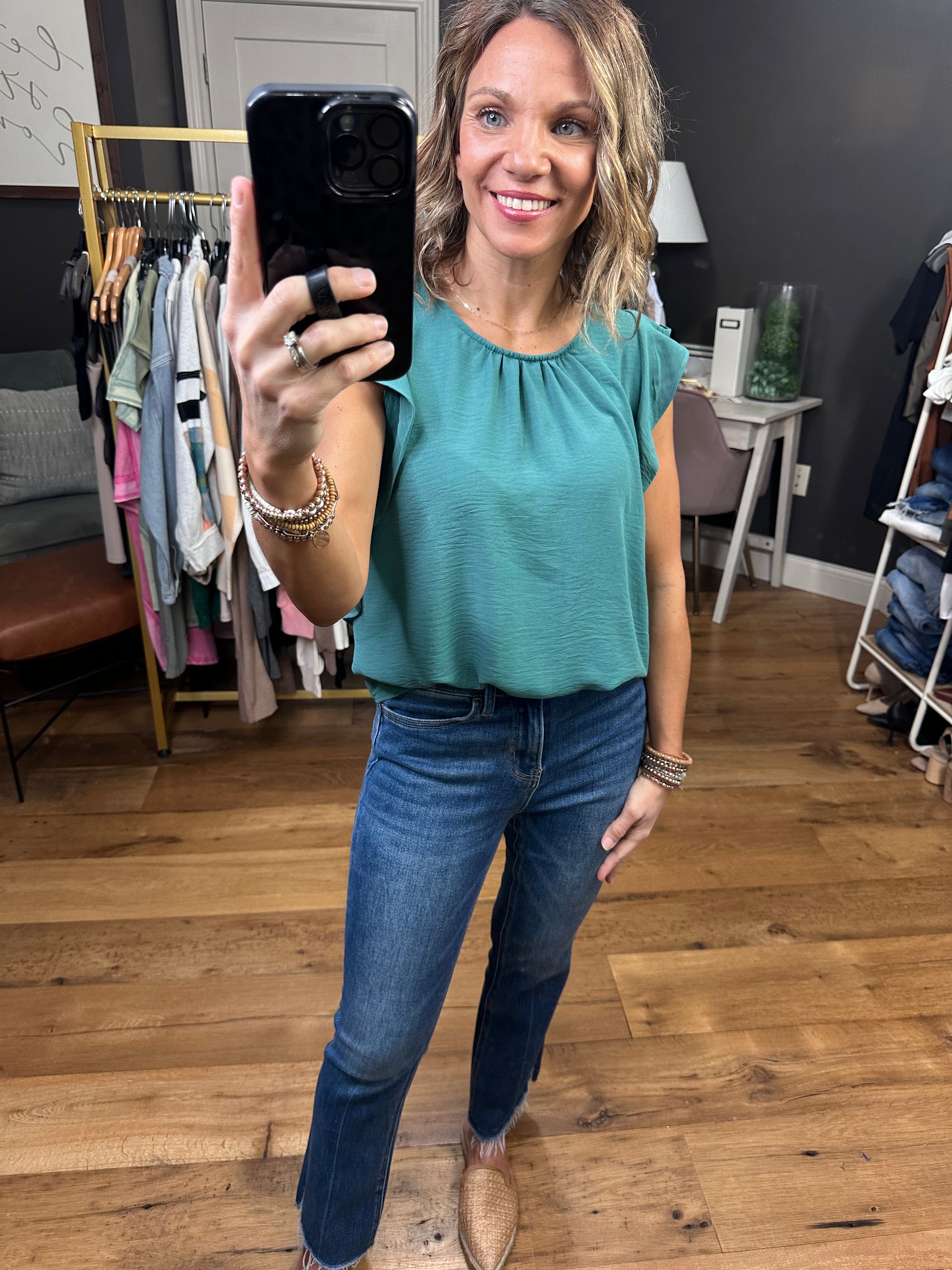 All Good Things Ruffle Top - Multiple Color Options-Short Sleeves-Les Amis T1594-Anna Kaytes Boutique, Women's Fashion Boutique in Grinnell, Iowa