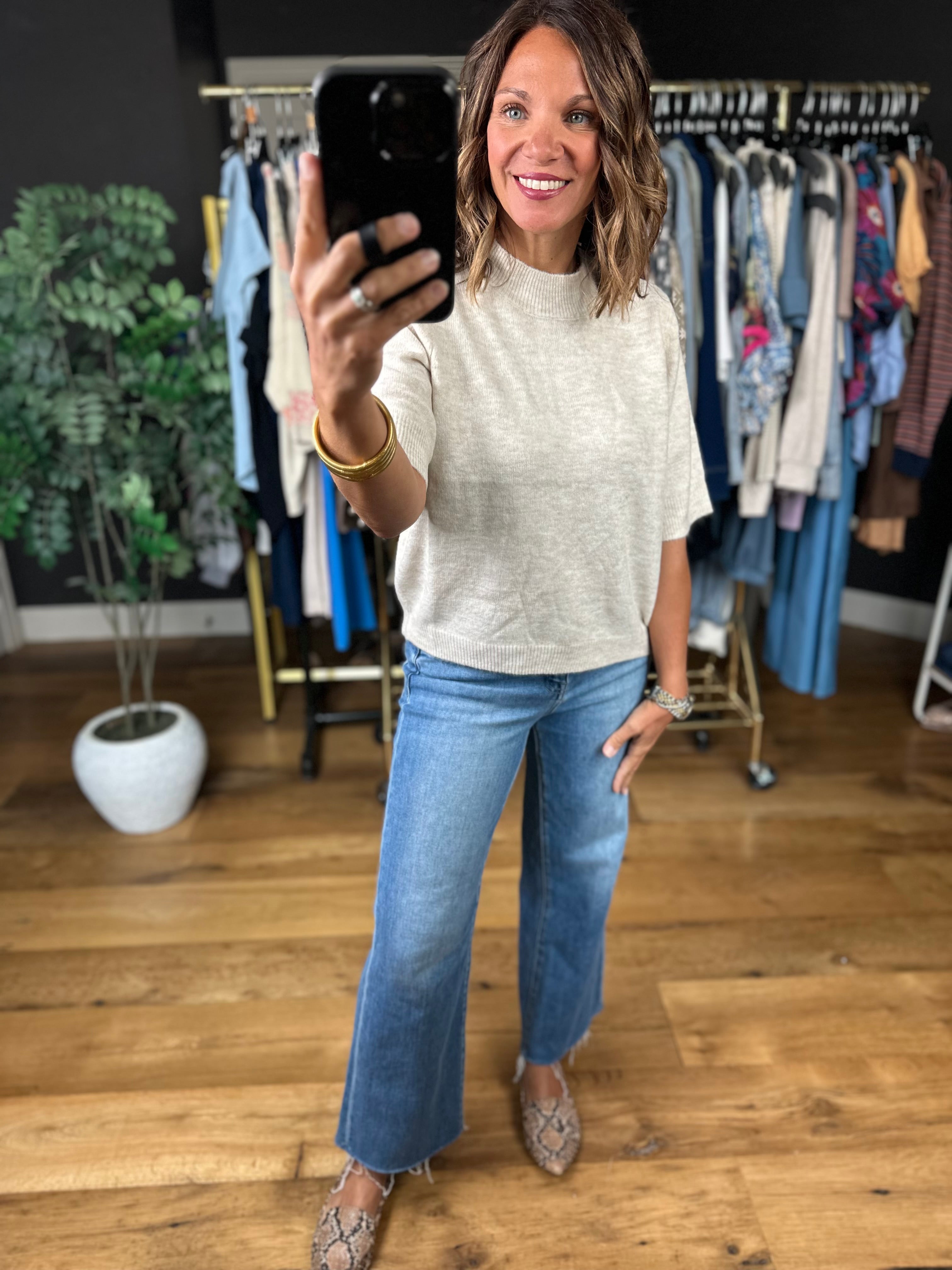 On The Record Knit Top-Short Sleeves-Blu Pepper-Anna Kaytes Boutique, Women's Fashion Boutique in Grinnell, Iowa