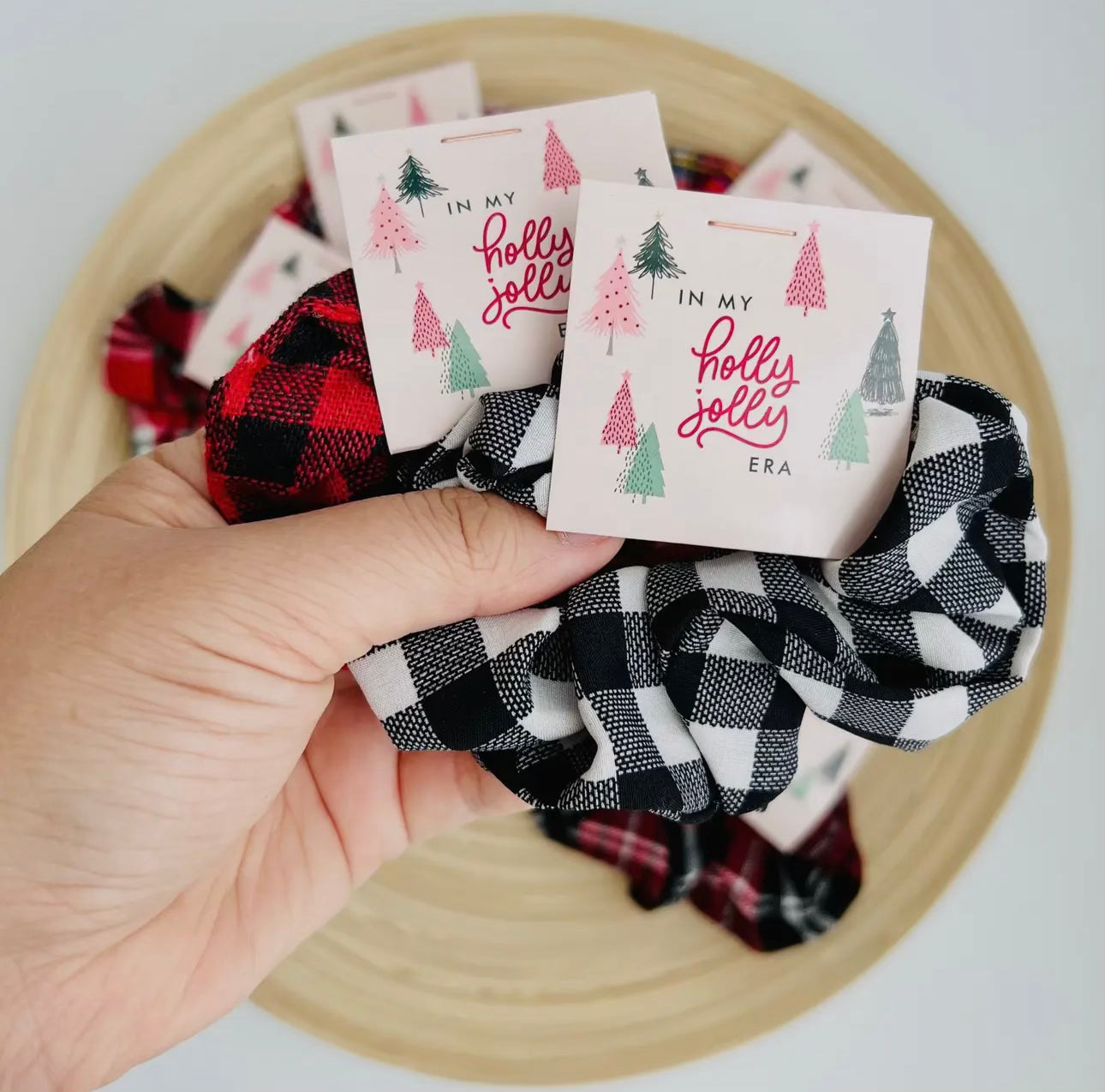 Holiday Jolly Era Spirit Plaid Scunchie-Hair Accessories-Anna Kaytes Boutique-Anna Kaytes Boutique, Women's Fashion Boutique in Grinnell, Iowa