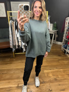 Over and Over Boxy Crewneck Sweatshirt - Washed Olive-Wasabi & Mint-Anna Kaytes Boutique, Women's Fashion Boutique in Grinnell, Iowa