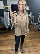 Feeling Good Waffle Henley Hoodie - Mocha-Hoodies-Staccato 18461B-Anna Kaytes Boutique, Women's Fashion Boutique in Grinnell, Iowa