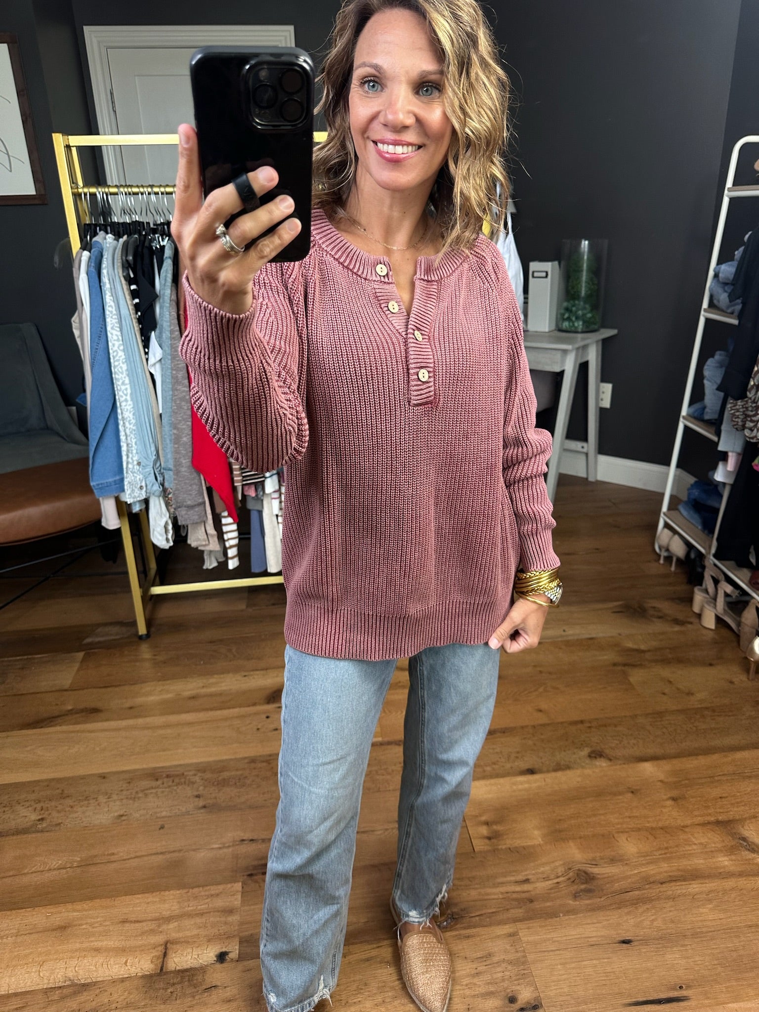 Stepping In Textured Henley Sweater - Multiple Options-Staccato-Anna Kaytes Boutique, Women's Fashion Boutique in Grinnell, Iowa