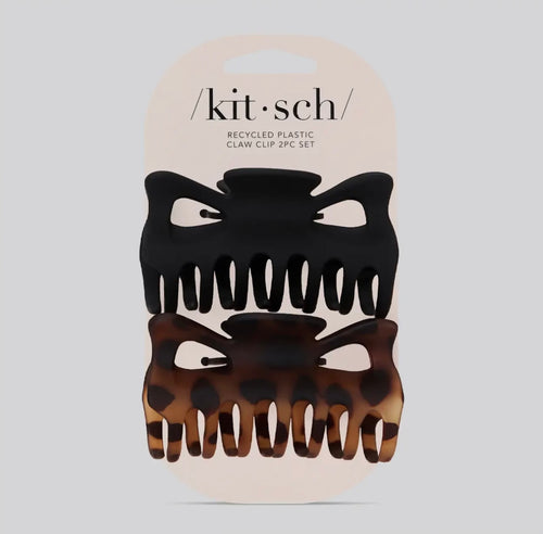 Kitsch Large Claw Clip 2 Piece Set- Black/Tortoise
