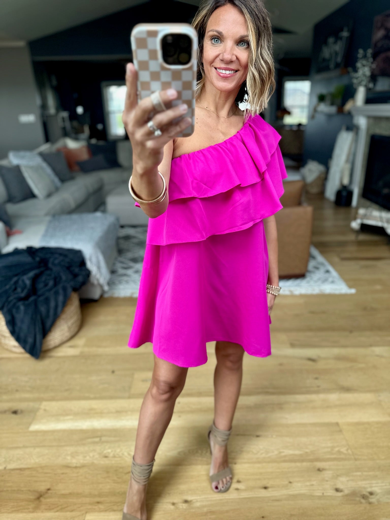 Change Your Mind One-Shoulder Dress - Magenta-Glam-Anna Kaytes Boutique, Women's Fashion Boutique in Grinnell, Iowa