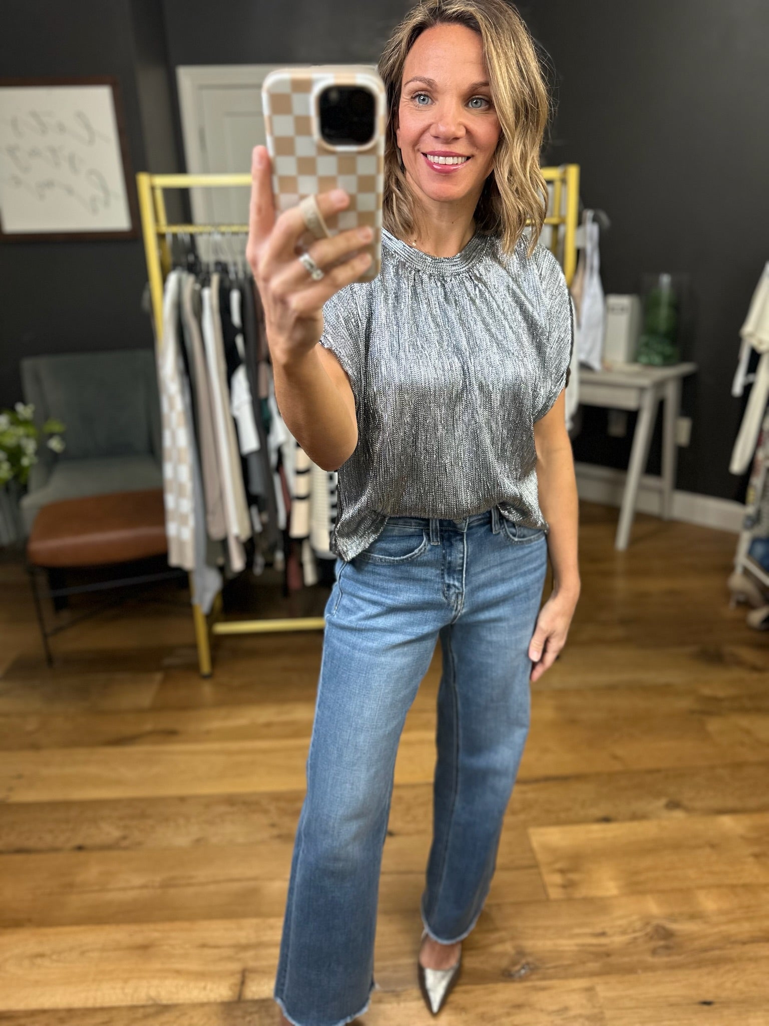 All Things Right Dolman Sleeve Top - Graphite Shimmer-Glam-Anna Kaytes Boutique, Women's Fashion Boutique in Grinnell, Iowa