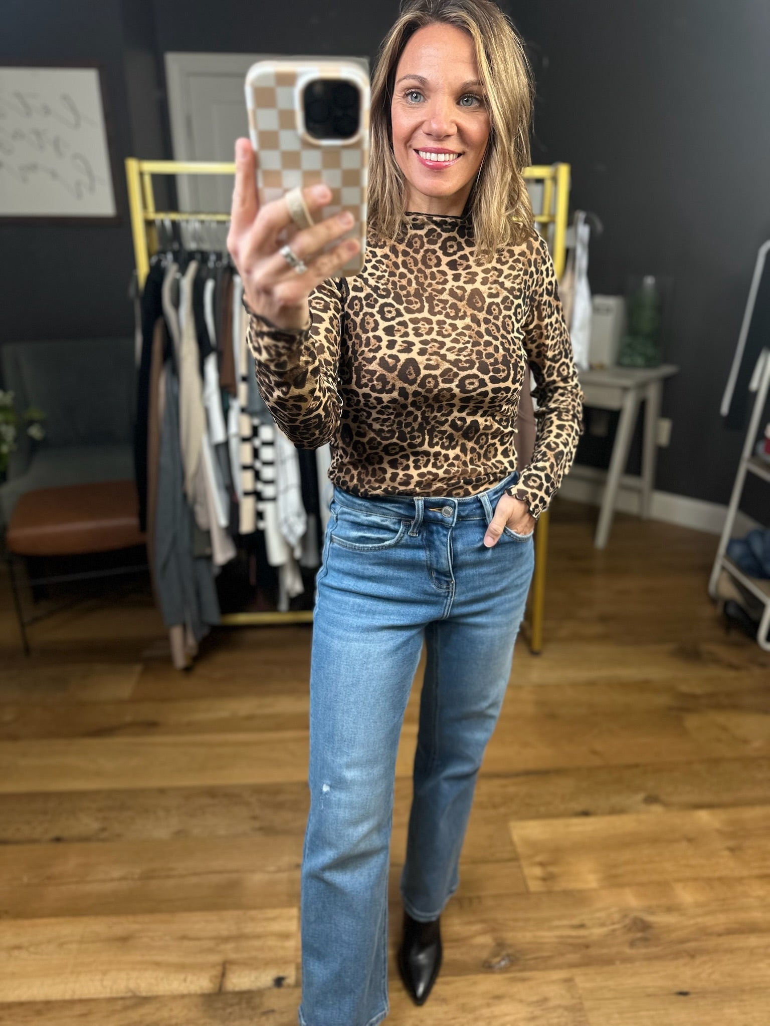 The Right Spot Long Sleeve Top - Leopard-Very J-Anna Kaytes Boutique, Women's Fashion Boutique in Grinnell, Iowa