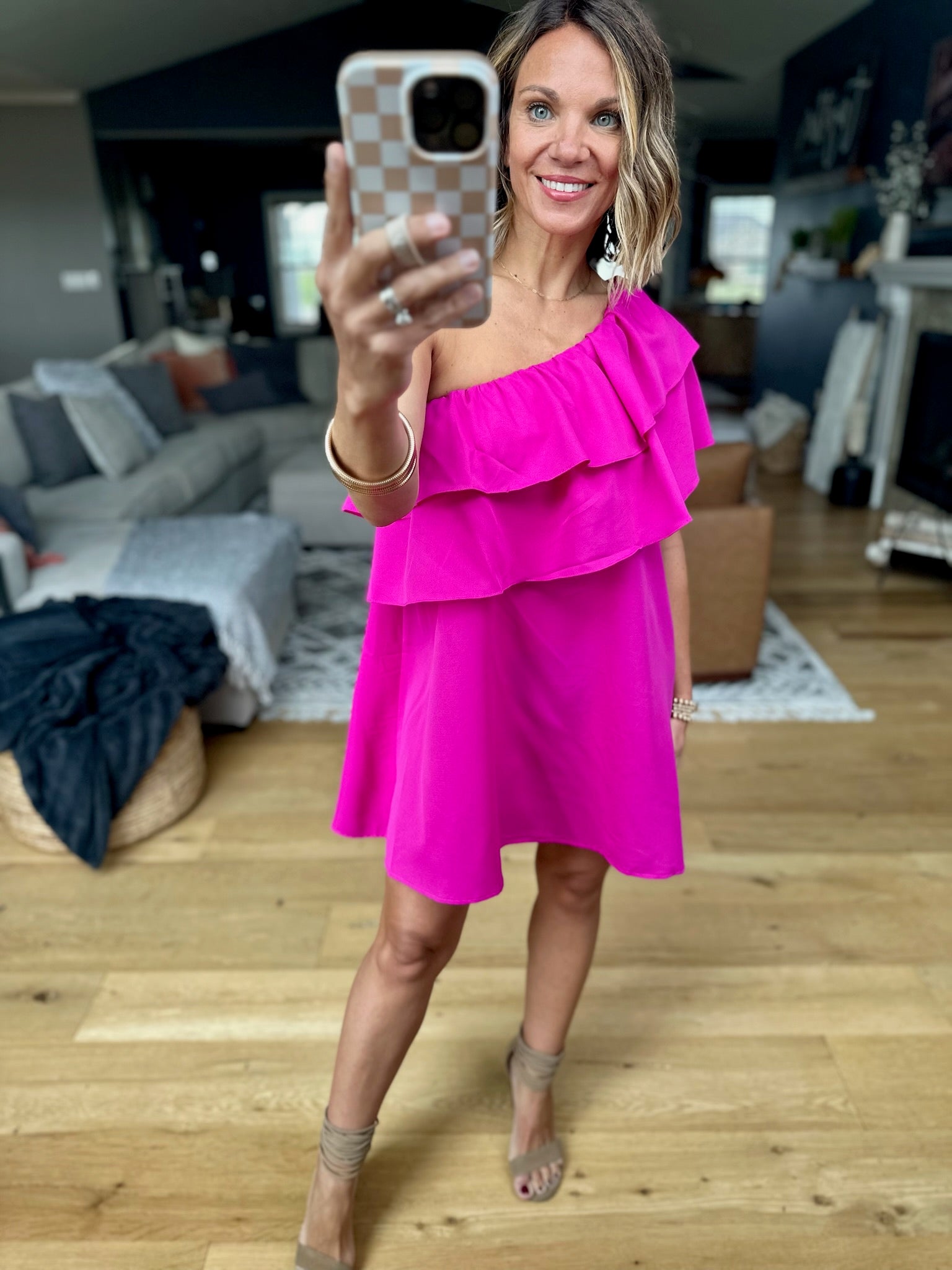 Change Your Mind One-Shoulder Dress - Magenta-Glam-Anna Kaytes Boutique, Women's Fashion Boutique in Grinnell, Iowa