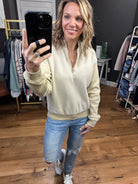 The Jenna Two-Toned Vintage Fleece Zip Pullover - Taupe-Sweaters-Mono B Kt12077-Anna Kaytes Boutique, Women's Fashion Boutique in Grinnell, Iowa