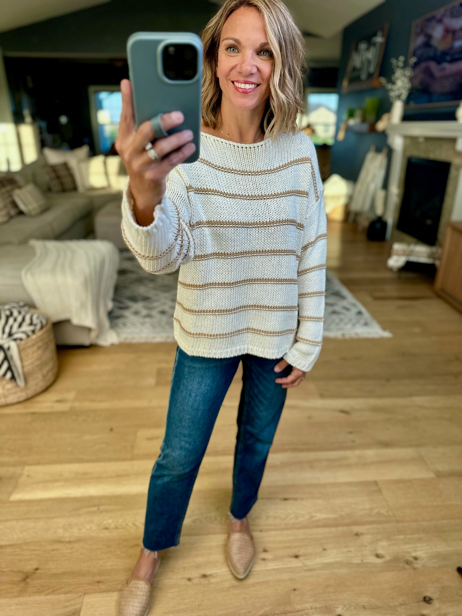 **The Way It Goes Striped Knit Sweater-Wishlist-Anna Kaytes Boutique, Women's Fashion Boutique in Grinnell, Iowa