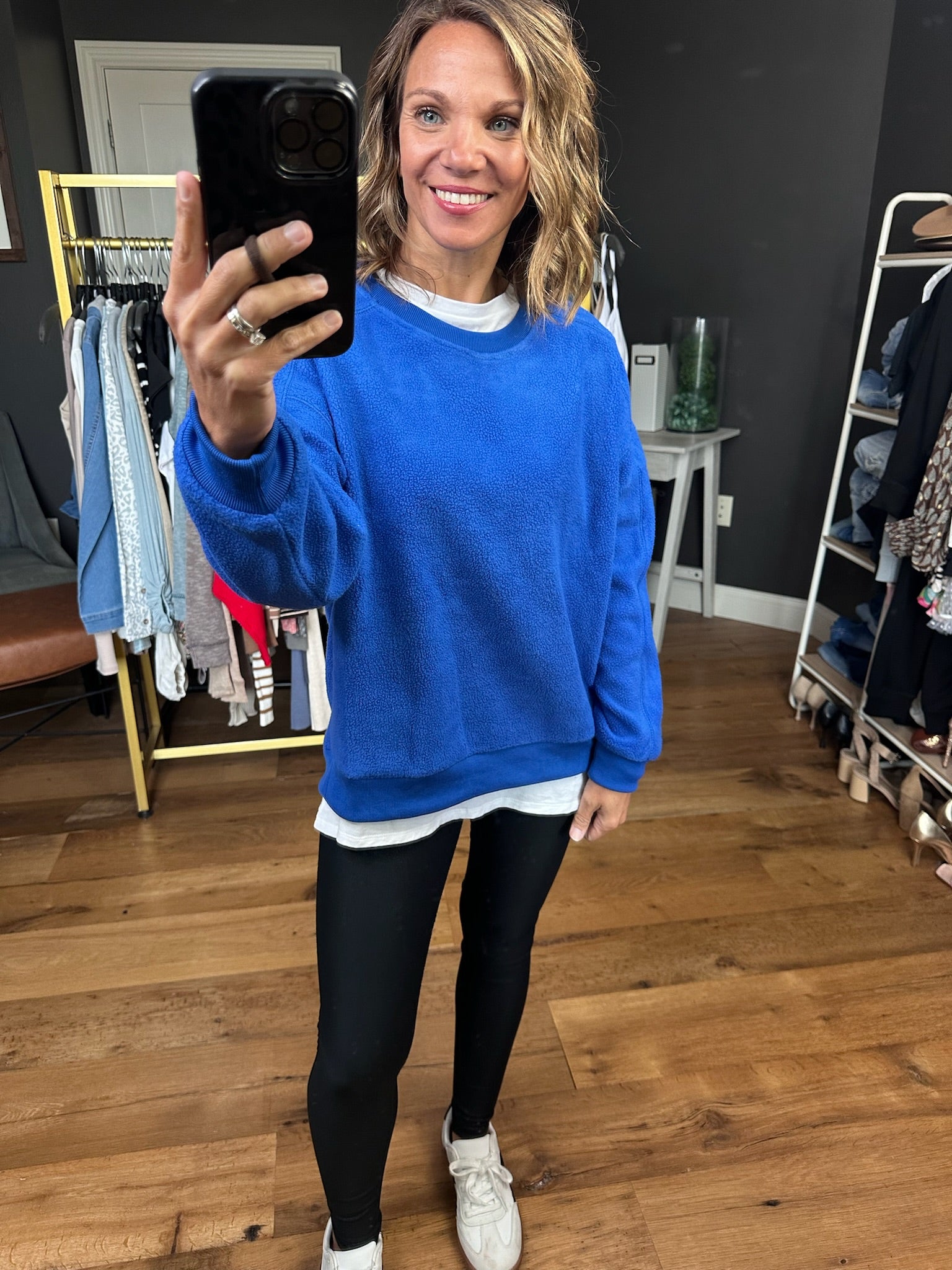 Out of the Blue Sherpa Crewneck - Cobalt-Staccato-Anna Kaytes Boutique, Women's Fashion Boutique in Grinnell, Iowa