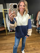 On The Move Oversized Henley Pullover - Coffee/Navy-Aemi & Co-Anna Kaytes Boutique, Women's Fashion Boutique in Grinnell, Iowa