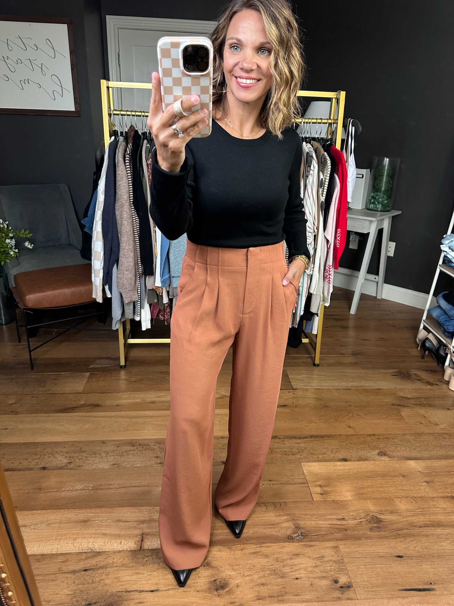 In A Haze Wide-Leg Trouser Pant - Hazelnut – Anna Kaytes Boutique