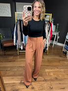 In A Haze Wide-Leg Trouser Pant - Hazelnut-Skies Are Blue-Anna Kaytes Boutique, Women's Fashion Boutique in Grinnell, Iowa