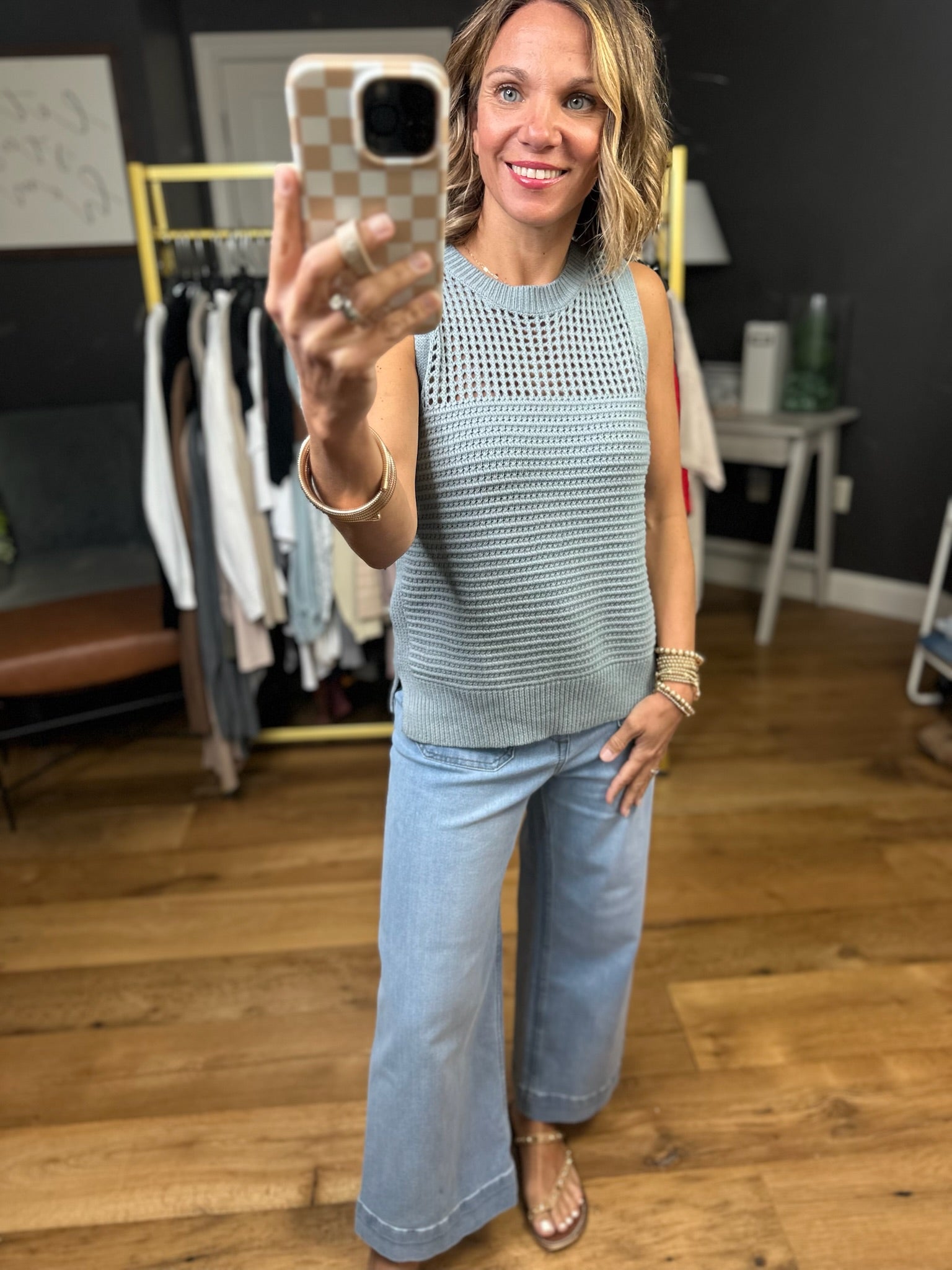 By My Moonlight Knit Top - Dusty Blue-Staccato-Anna Kaytes Boutique, Women's Fashion Boutique in Grinnell, Iowa