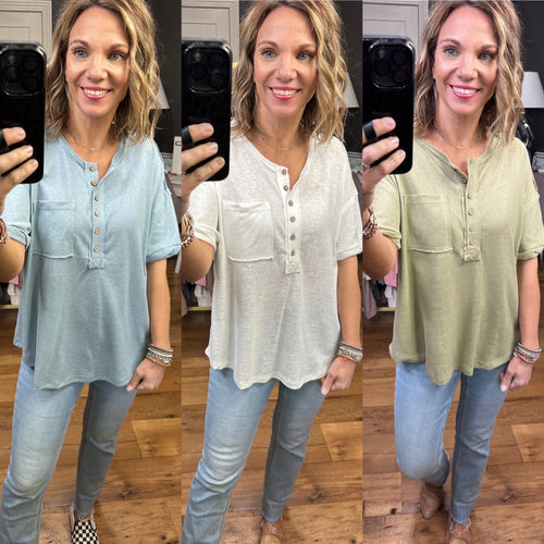 Sweet Symphonies Henley Pocket Tee - Multiple Options-Very j NT11432-Anna Kaytes Boutique, Women's Fashion Boutique in Grinnell, Iowa