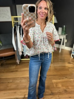 Moving Through Patterned Top - Coral-Entro-Anna Kaytes Boutique, Women's Fashion Boutique in Grinnell, Iowa