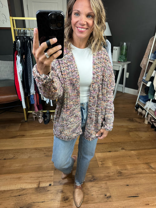 Out And About Speckled Knit Cardigan - Black Multi