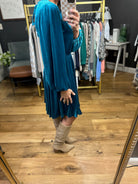 Sweeter Words Velour Dress - Teal-Jodifl-Anna Kaytes Boutique, Women's Fashion Boutique in Grinnell, Iowa