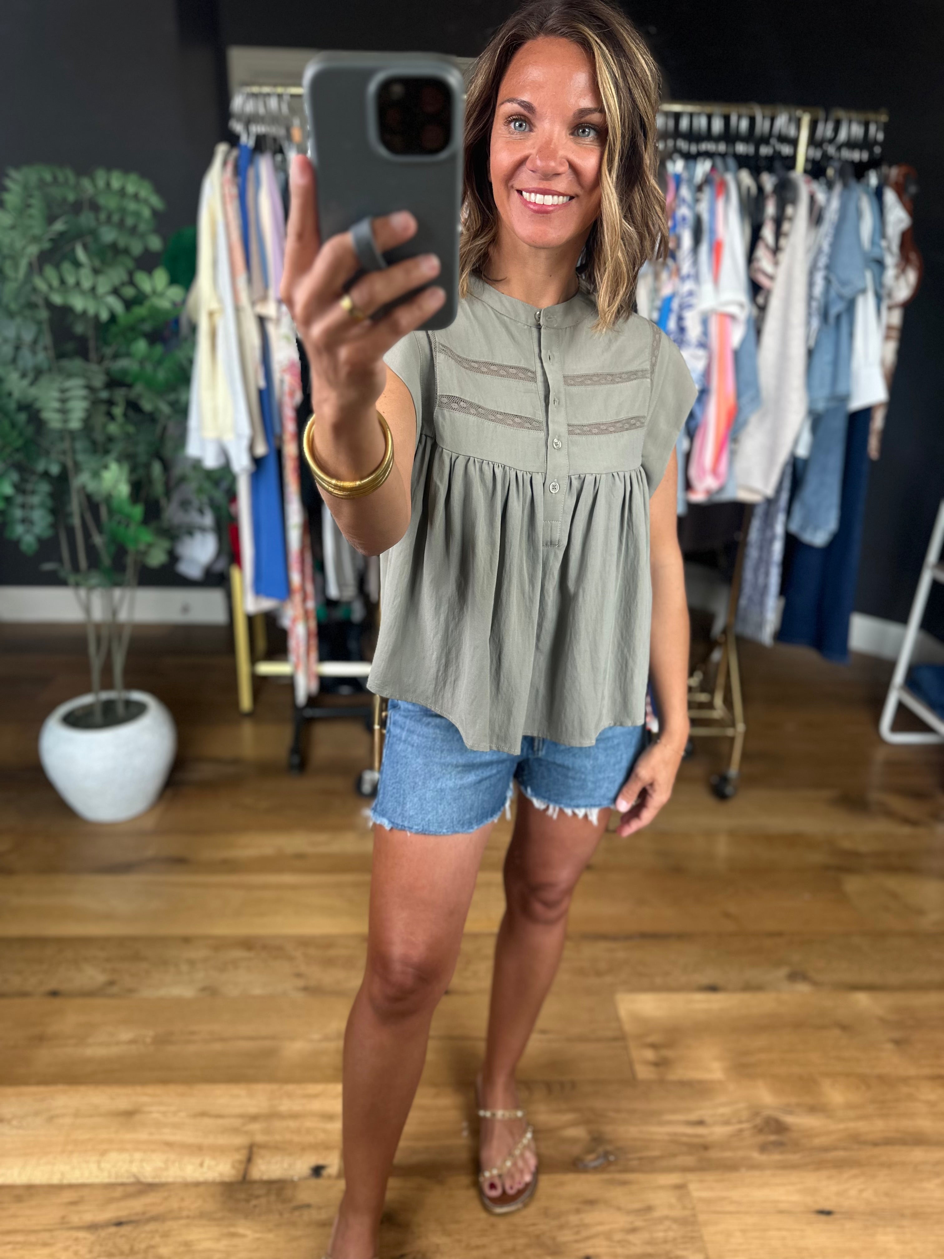 Keep The Peace Eyelet Detail Top-Short Sleeves-She & Sky-Anna Kaytes Boutique, Women's Fashion Boutique in Grinnell, Iowa