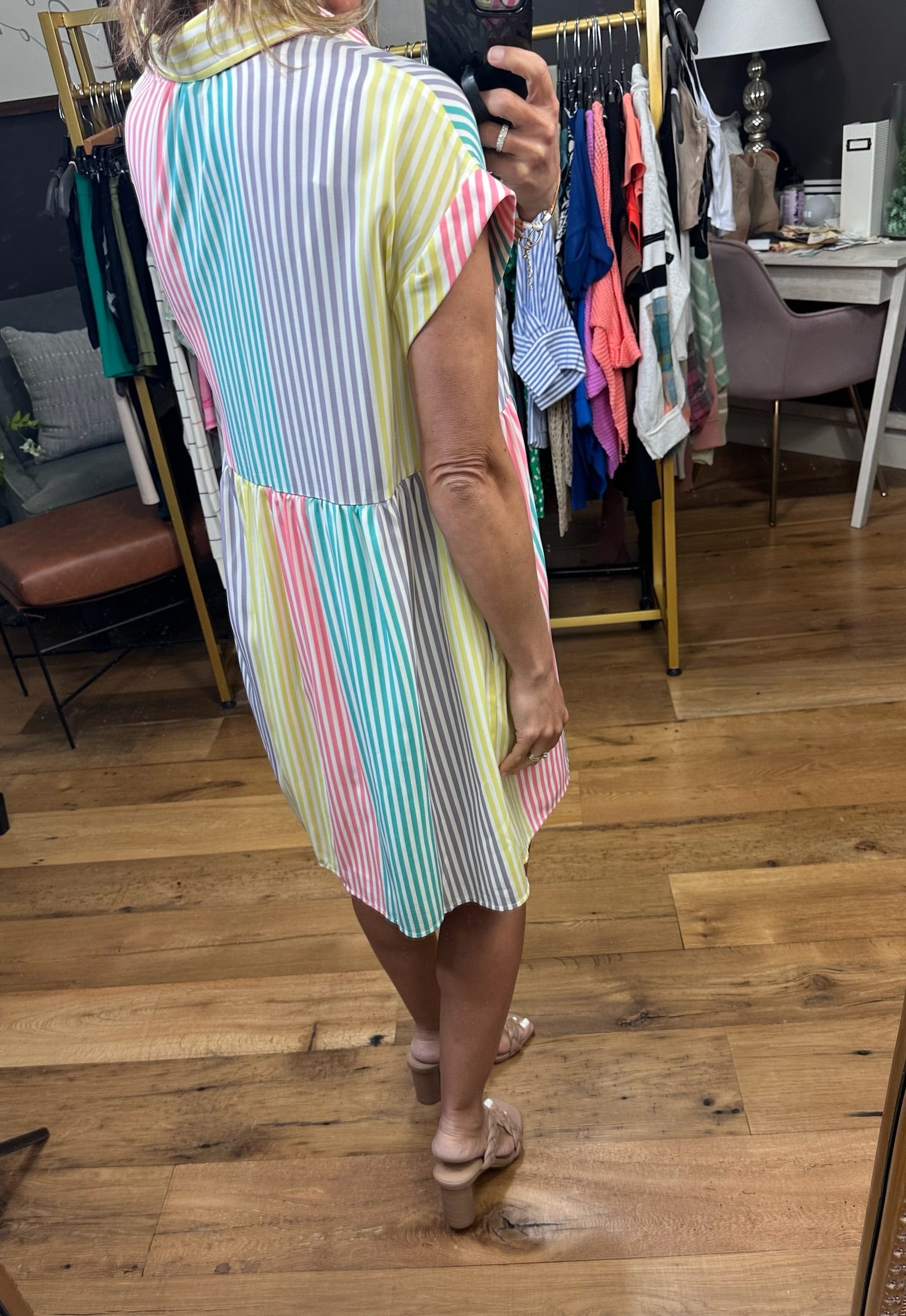 Spring Celebration Striped Contrasting Dress - Lemon Blush-Dresses-Entro-Anna Kaytes Boutique, Women's Fashion Boutique in Grinnell, Iowa