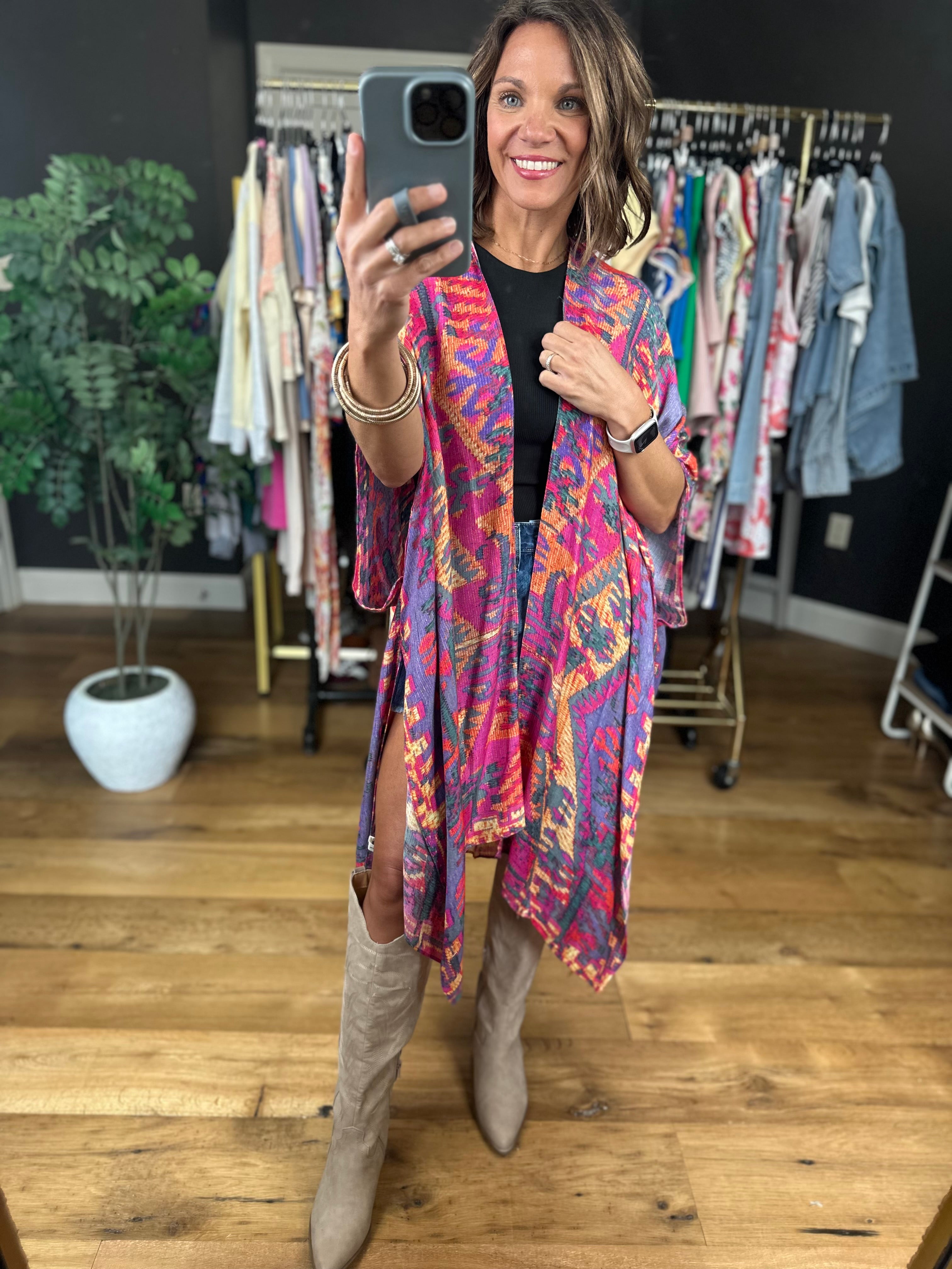 Right Here In Paradise Kimono - Multi-Urbanista-Anna Kaytes Boutique, Women's Fashion Boutique in Grinnell, Iowa