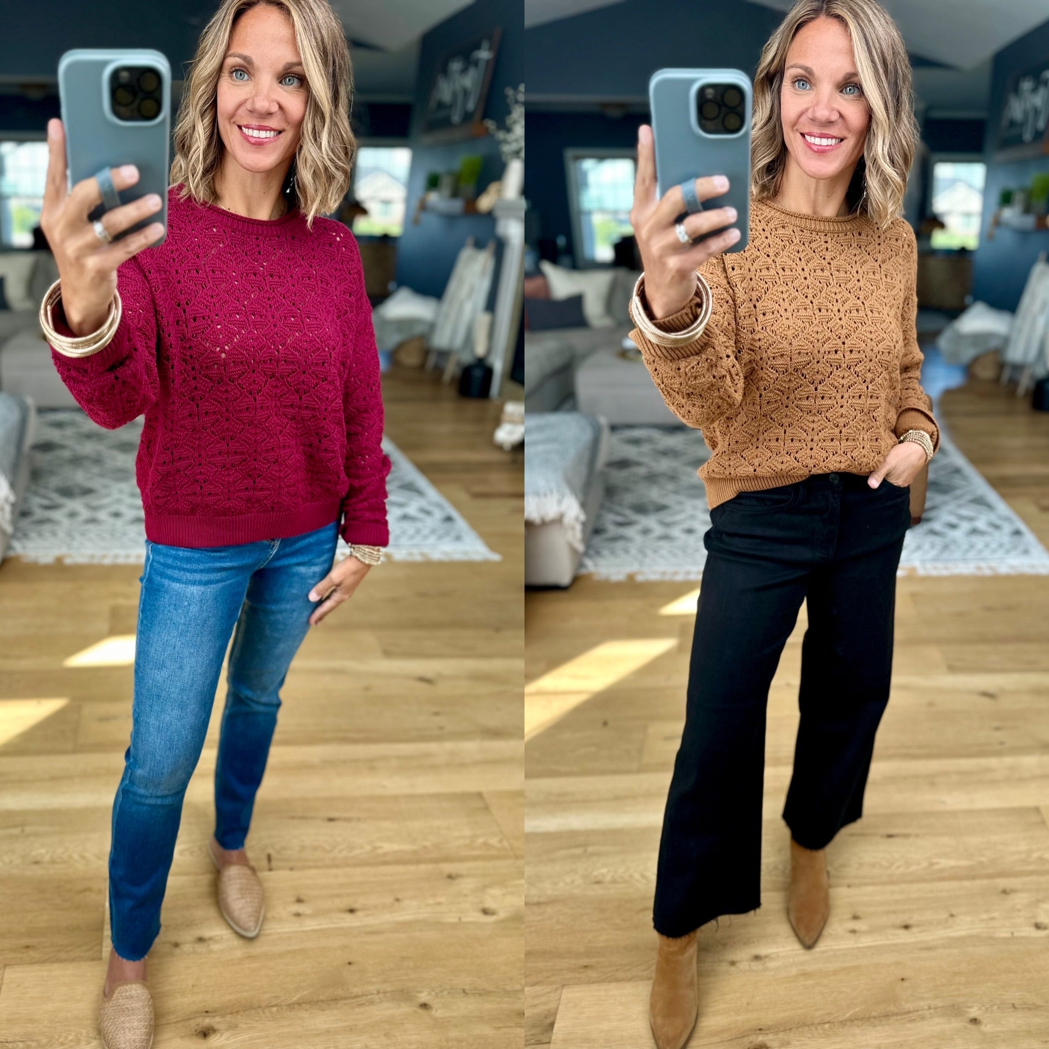 **In Our View Crochet Crewneck Top-Wishlist-Anna Kaytes Boutique, Women's Fashion Boutique in Grinnell, Iowa