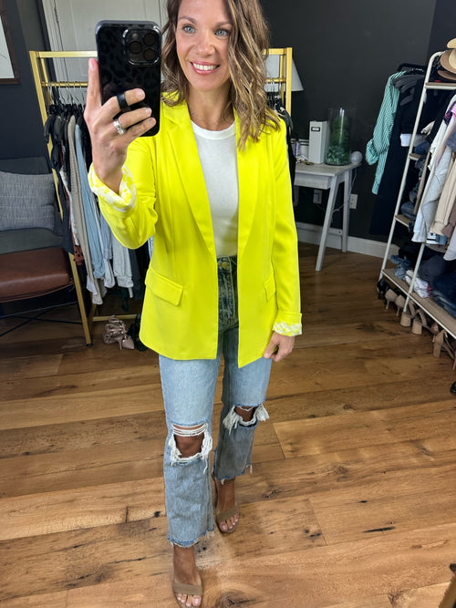 Best Kind Of Hero Lined Blazer - Lime Yellow